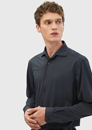 Gri Düz Casual Fit Casual Gömlek
