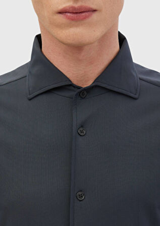 Gri Düz Casual Fit Casual Gömlek