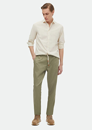Bej Düz Regular Fit Dokuma Casual Pamuk Karışımlı Gömlek