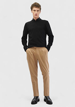 Siyah Bisiklet Yaka Jakarlı Triko Kazak