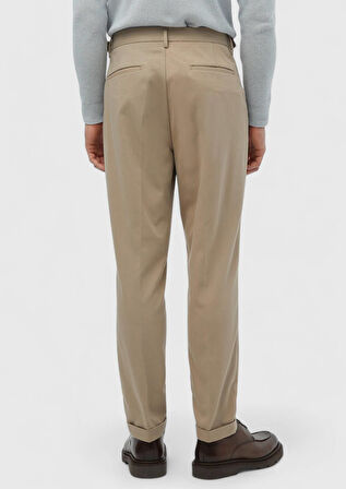 Deve Tüyü Düz Dokuma Carrot Fit Casual Pamuk Karışımlı Pantolon