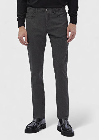Antrasit Düz Dokuma Slim Fit Casual Pamuk Karışımlı Pantolon