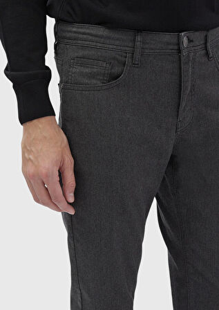 Antrasit Düz Dokuma Slim Fit Casual Pamuk Karışımlı Pantolon
