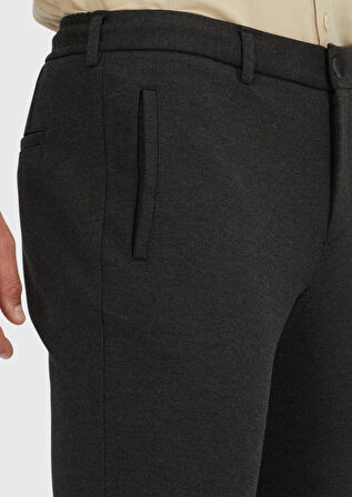 Antrasit Düz Örme Jogging Fit Casual Pantolon