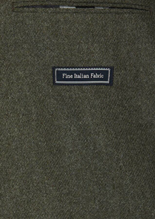 Haki Düz Shirt Shoulder Slim Fit Yün Karışımlı Ceket