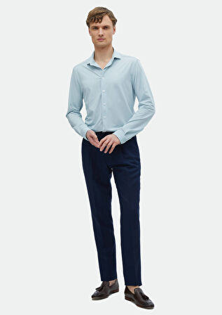Açık Gri Çizgili Casual Fit Casual Gömlek