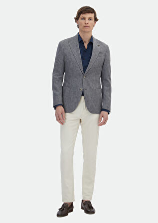 Koyu Gri Desenli Zeroweight Slim Fit Pamuk Karışımlı Ceket