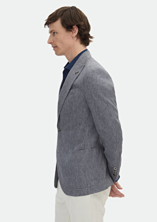 Koyu Gri Desenli Zeroweight Slim Fit Pamuk Karışımlı Ceket