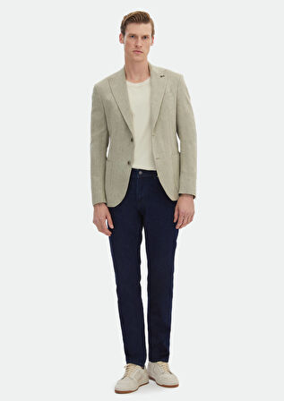 Haki Desenli Zeroweight Slim Fit Pamuk Karışımlı Ceket
