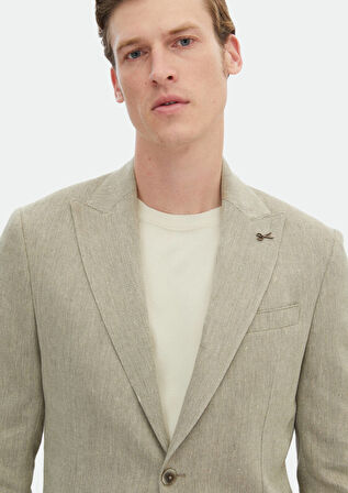 Haki Desenli Zeroweight Slim Fit Pamuk Karışımlı Ceket