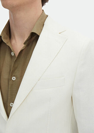 Ekru Desenli Shirt Shoulder Slim Fit Pamuk Karışımlı Ceket