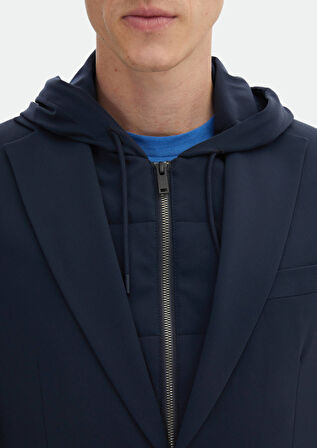 Lacivert Düz Comfort Fit Örme Takım Elbise