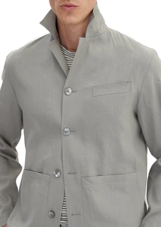 Gri Düz Casual Fit Keten Karışımlı Takım Elbise