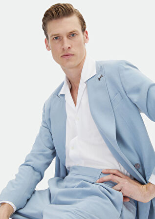 Mavi Düz Zeroweight Slim Fit Takım Elbise