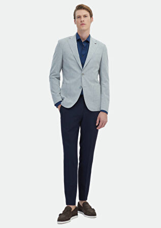 Gri Düz Zeroweight Slim Fit Pamuk Karışımlı Ceket