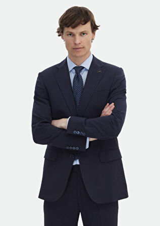 Lacivert Mikro Thin&taller Slim Fit Yün Karışımlı Takım Elbise