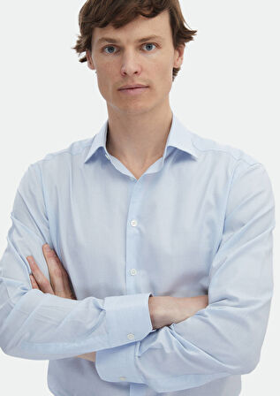 Mavi Mikro Regular Fit Dokuma Klasik %100 Pamuk Gömlek