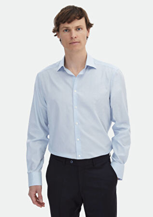 Mavi Mikro Regular Fit Dokuma Klasik %100 Pamuk Gömlek