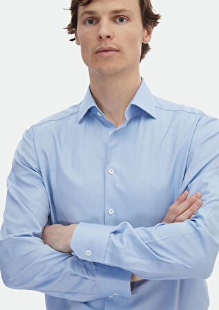 Mavi Mikro Regular Fit Dokuma Klasik %100 Pamuk Gömlek
