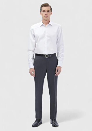 Beyaz Düz Regular Fit Dokuma Klasik %100 Pamuk Gömlek