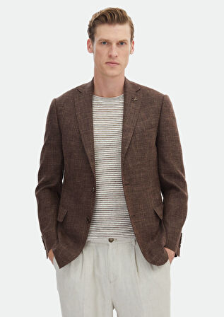 Vizon Düz Regular Fit İpek Karışımlı Ceket