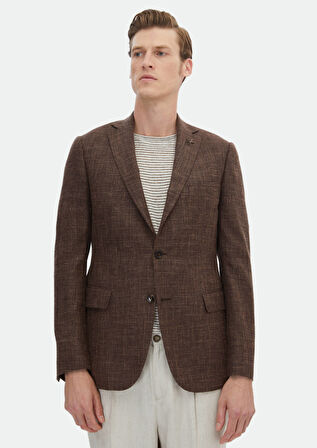 Vizon Düz Regular Fit İpek Karışımlı Ceket