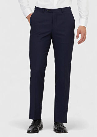 Lacivert Düz Dokuma Regular Fit Klasik %100 Yün Pantolon