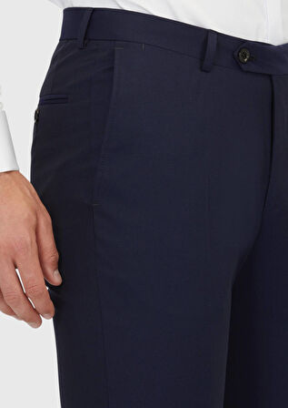 Lacivert Düz Dokuma Regular Fit Klasik %100 Yün Pantolon