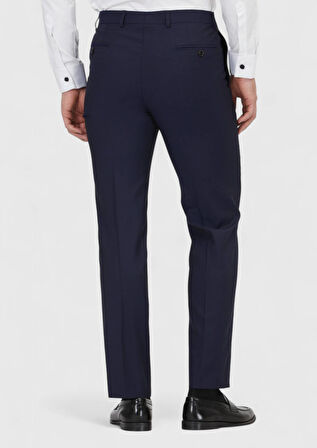 Lacivert Düz Dokuma Regular Fit Klasik %100 Yün Pantolon