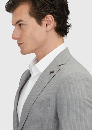 Gri Düz Regular Fit %100 Yün Takım Elbise