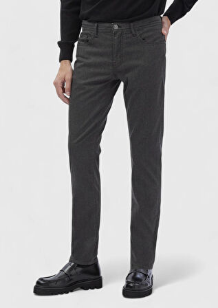 Antrasit Düz Dokuma Slim Fit Casual Pamuk Karışımlı Pantolon