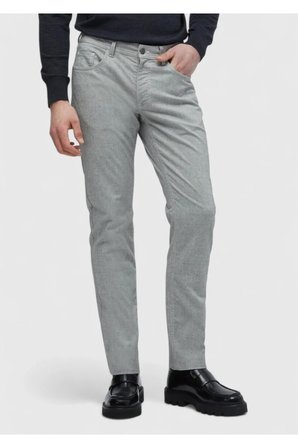 Gri Düz Dokuma Slim Fit Casual Pamuk Karışımlı Pantolon
