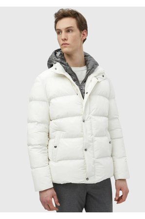 Ekru Regular Fit Kapüşonlu Casual Dokuma Mont