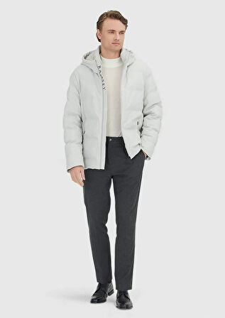 Kum Regular Fit Kapüşonlu Casual Dokuma Mont