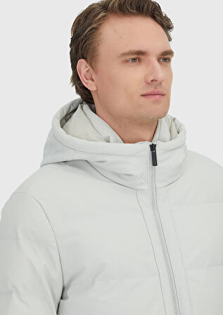 Kum Regular Fit Kapüşonlu Casual Dokuma Mont