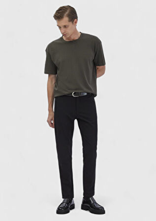 Siyah Düz Örme Jogging Fit Casual Pantolon