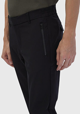 Siyah Düz Örme Jogging Fit Casual Pantolon