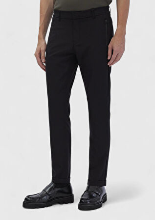 Siyah Düz Örme Jogging Fit Casual Pantolon