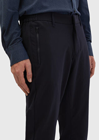 Lacivert Düz Örme Jogging Fit Casual Pantolon