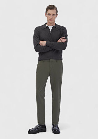 Haki Düz Örme Jogging Fit Casual Pantolon