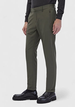 Haki Düz Örme Jogging Fit Casual Pantolon