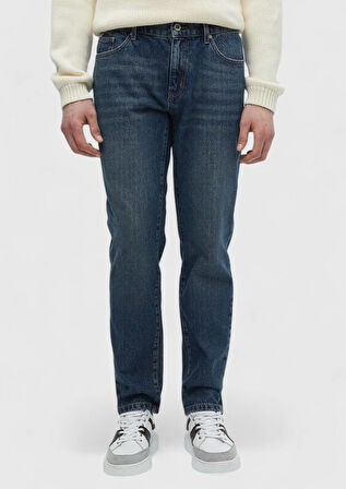Lacivert Düz Regular Fit Denim %100 Pamuk Pantolon