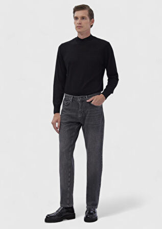Koyu Gri Düz Regular Fit Denim %100 Pamuk Pantolon