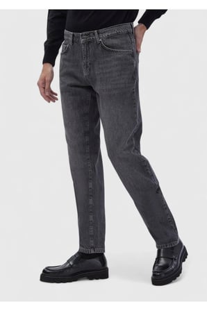 Koyu Gri Düz Regular Fit Denim %100 Pamuk Pantolon