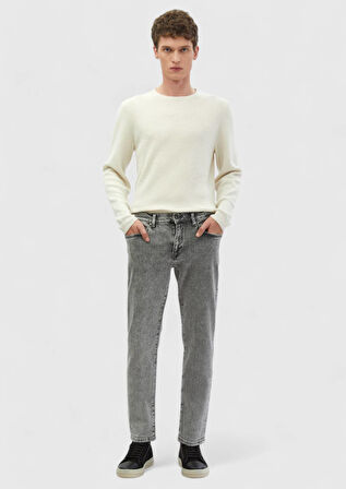 Gri Düz Regular Fit Denim %100 Pamuk Pantolon