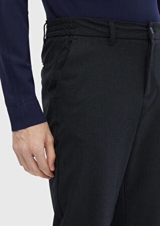 Lacivert Çizgili Örme Jogging Fit Casual Pantolon