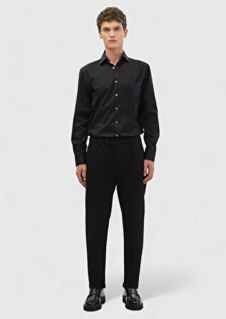 Siyah Düz Örme Regular Fit Casual Pantolon