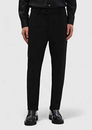 Siyah Düz Örme Regular Fit Casual Pantolon
