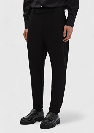 Siyah Düz Örme Regular Fit Casual Pantolon