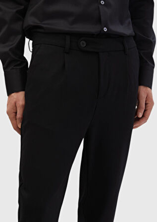 Siyah Düz Örme Regular Fit Casual Pantolon